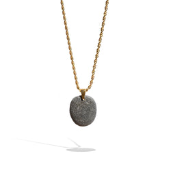 Granite Pebble Pendant Gold Necklace