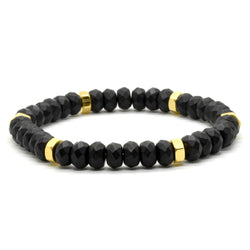 Hexagon bracelet with Onyx matte Faceted beads.